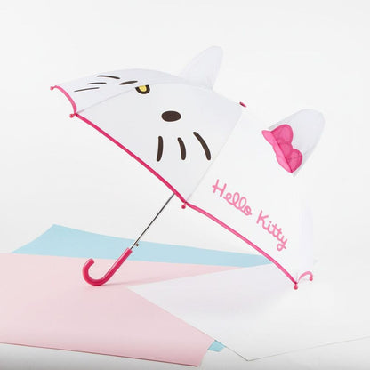 Paraguas manual blanco y rosa con diseño de Hello Kitty - 6