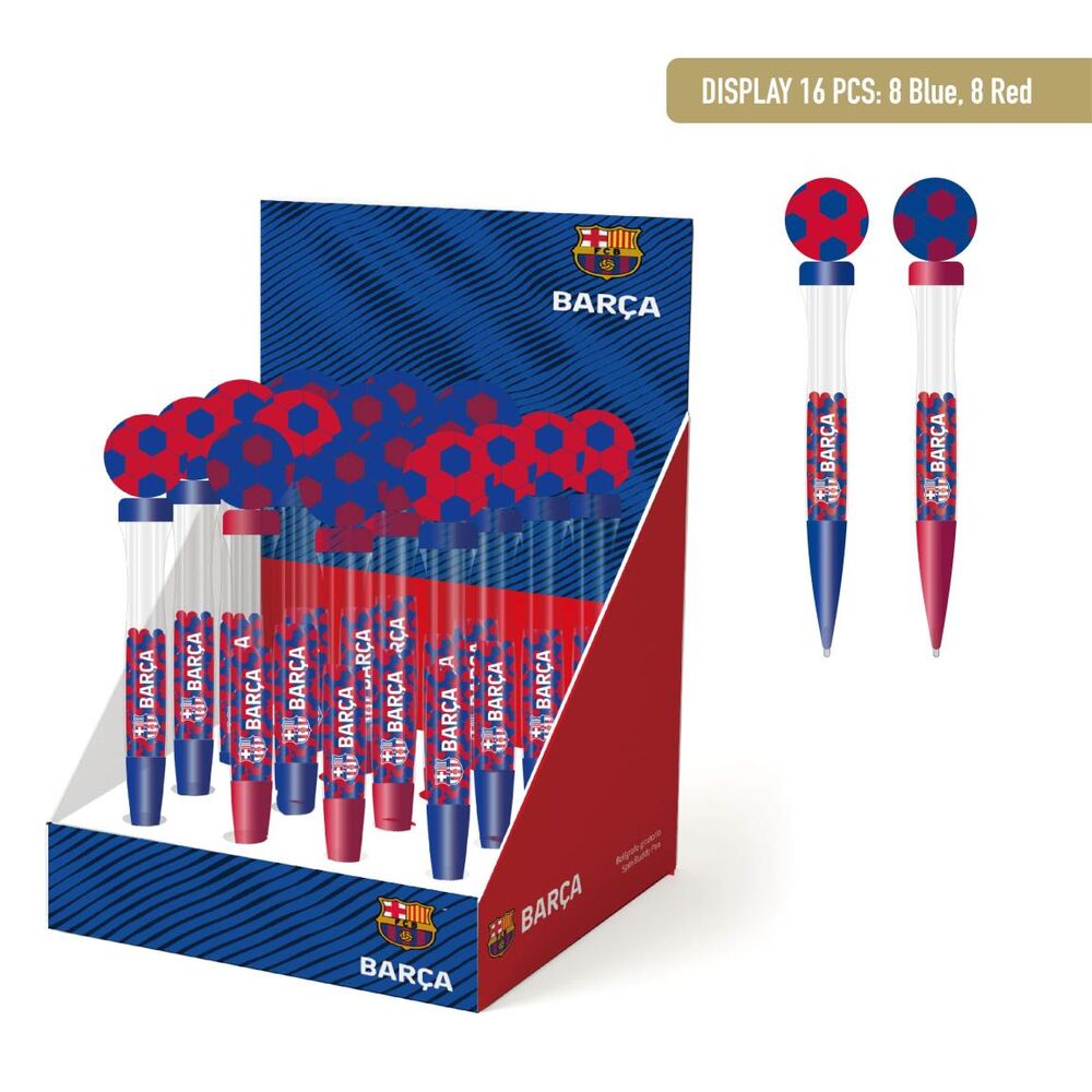 Expositor de bolígrafos giratorios del F.C. Barcelona en azul y rojo
