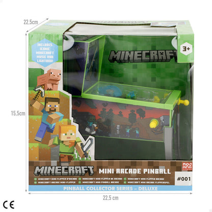 Mini arcade de pinball Minecraft verde con personajes pixelados - 2