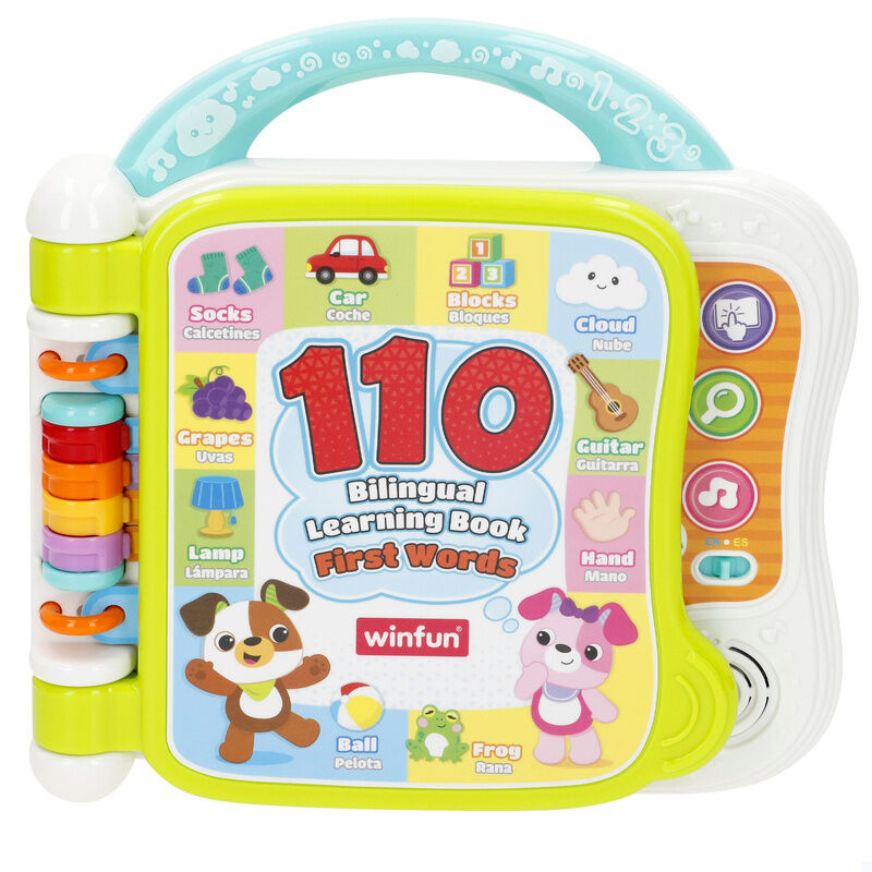 Libro sensorial bilingüe WINFUN con 110 palabras, melodías y sonidos