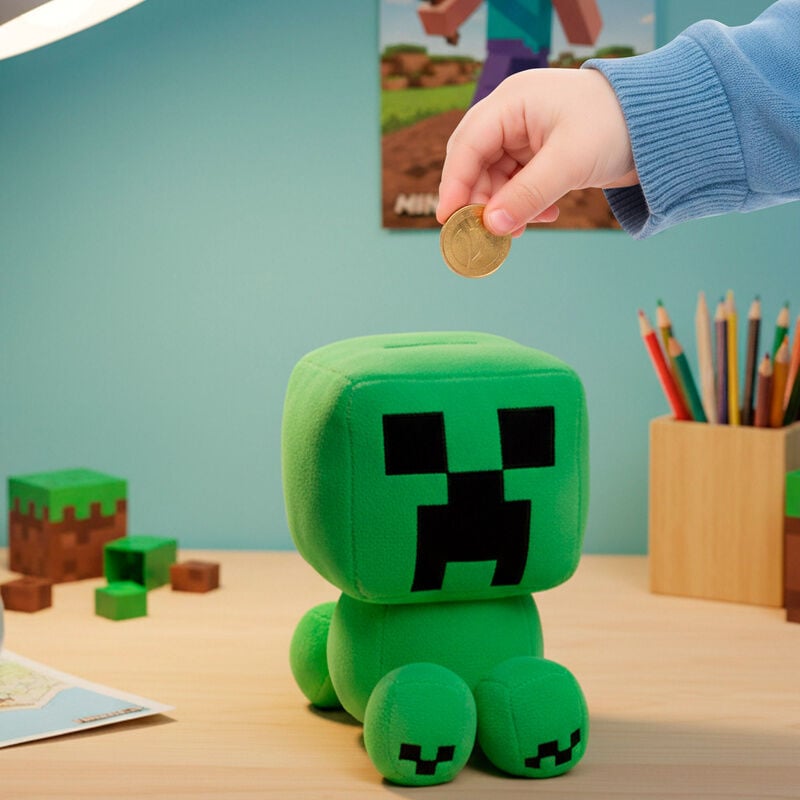 Hucha de peluche Minecraft Creeper verde de 20 cm - 3