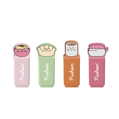 Set de cuatro subrayadores Pusheen con toppers Sushi Roll