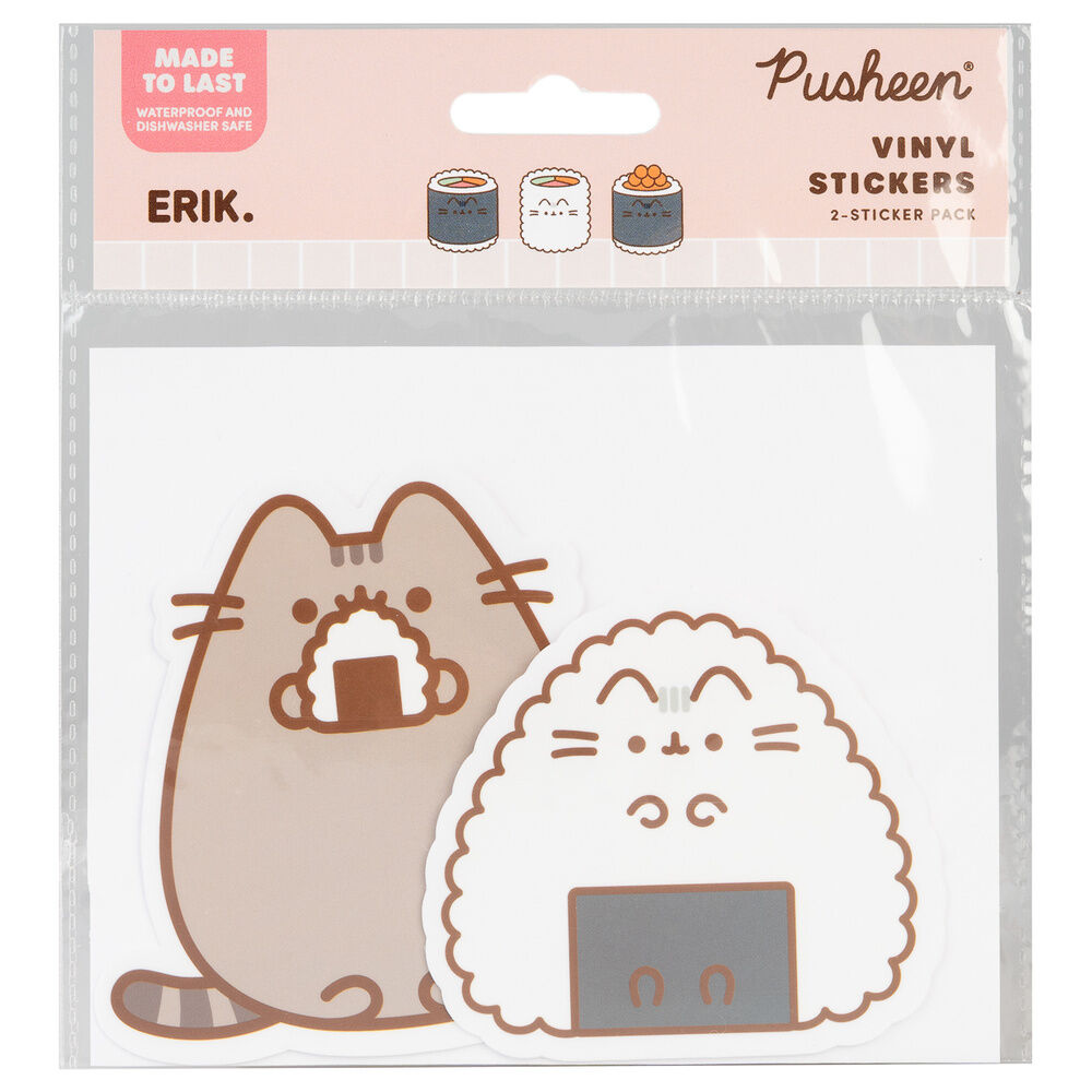 Set de dos pegatinas de vinilo Pusheen con diseño Sushi Roll
