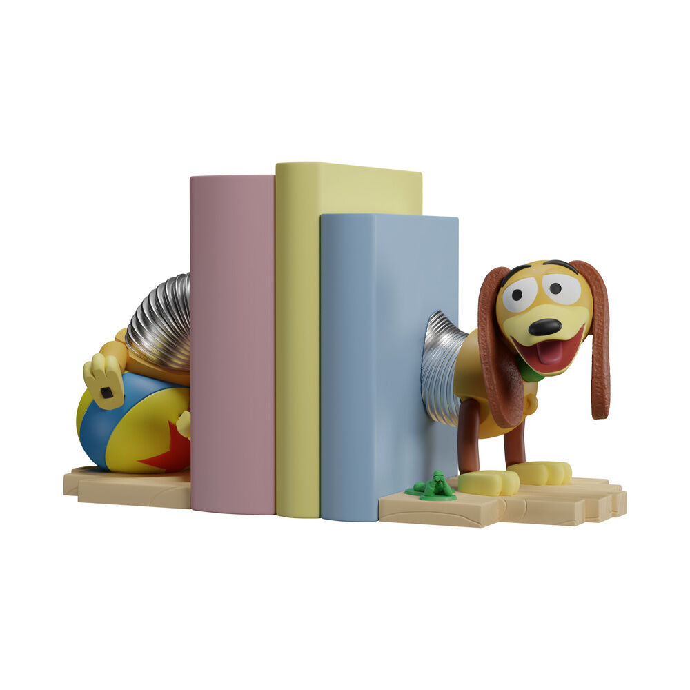Sujetalibros de dos piezas con Slinky de Toy Story entre libros