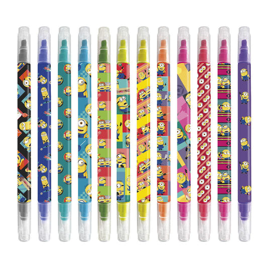 Set de 12 rotuladores borrables Minions de doble punta