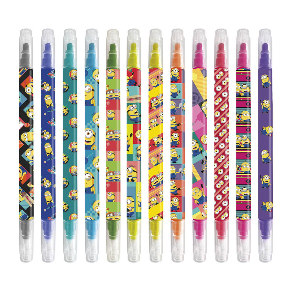 Set de 12 rotuladores borrables Minions de doble punta