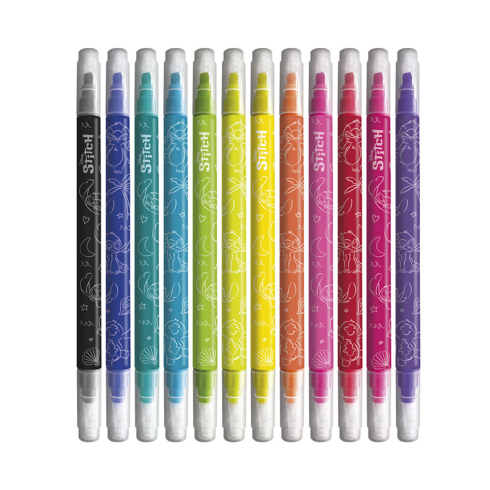 Set de 12 rotuladores borrables Stitch Disney de colores variados