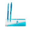 Base acrílica azul de Stitch Disney con lápiz y bolígrafo