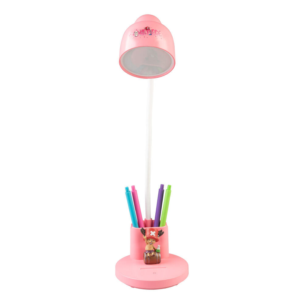 Lámpara de escritorio rosa de One Piece con portalápices y Chopper