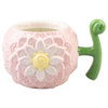 Taza 3D rosa de One Piece con relieve floral y asa verde