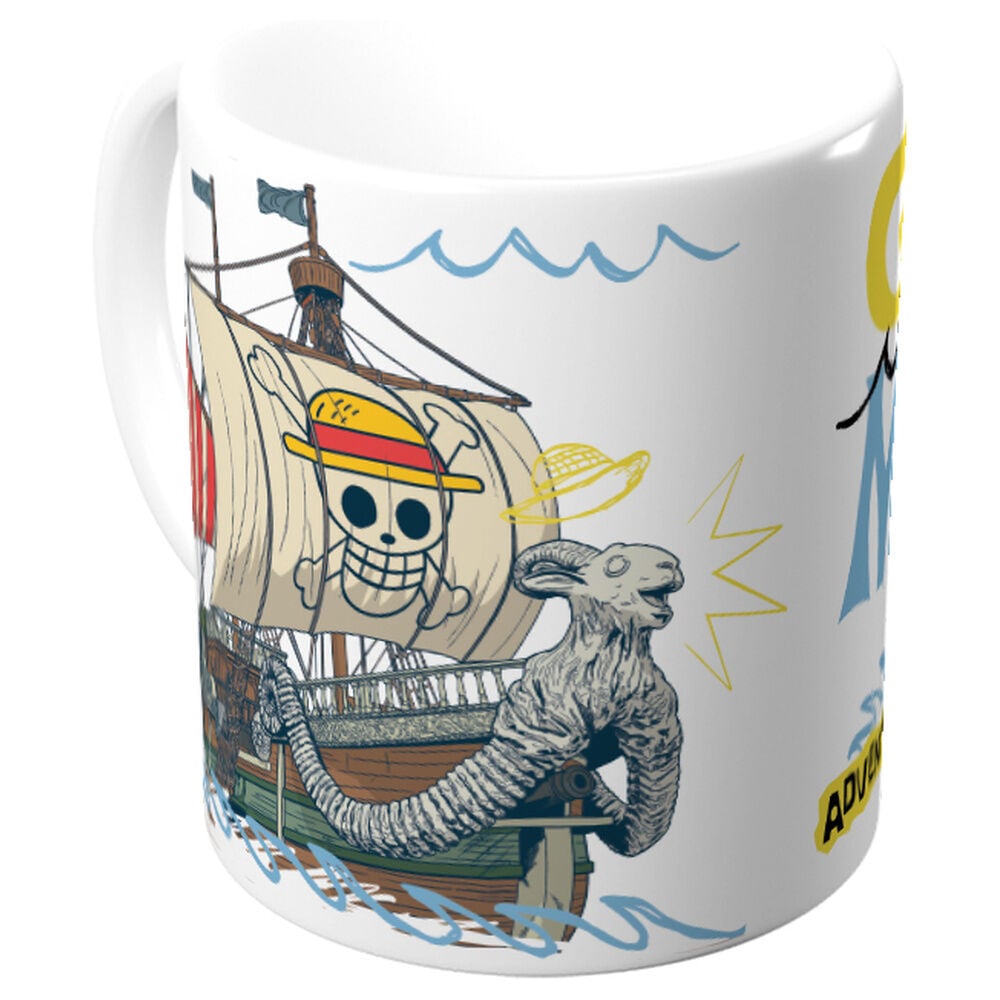 Taza blanca de cerámica One Piece con ilustración del Going Merry