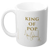 Taza blanca de cerámica King of Pop Michael Jackson con detalles dorados