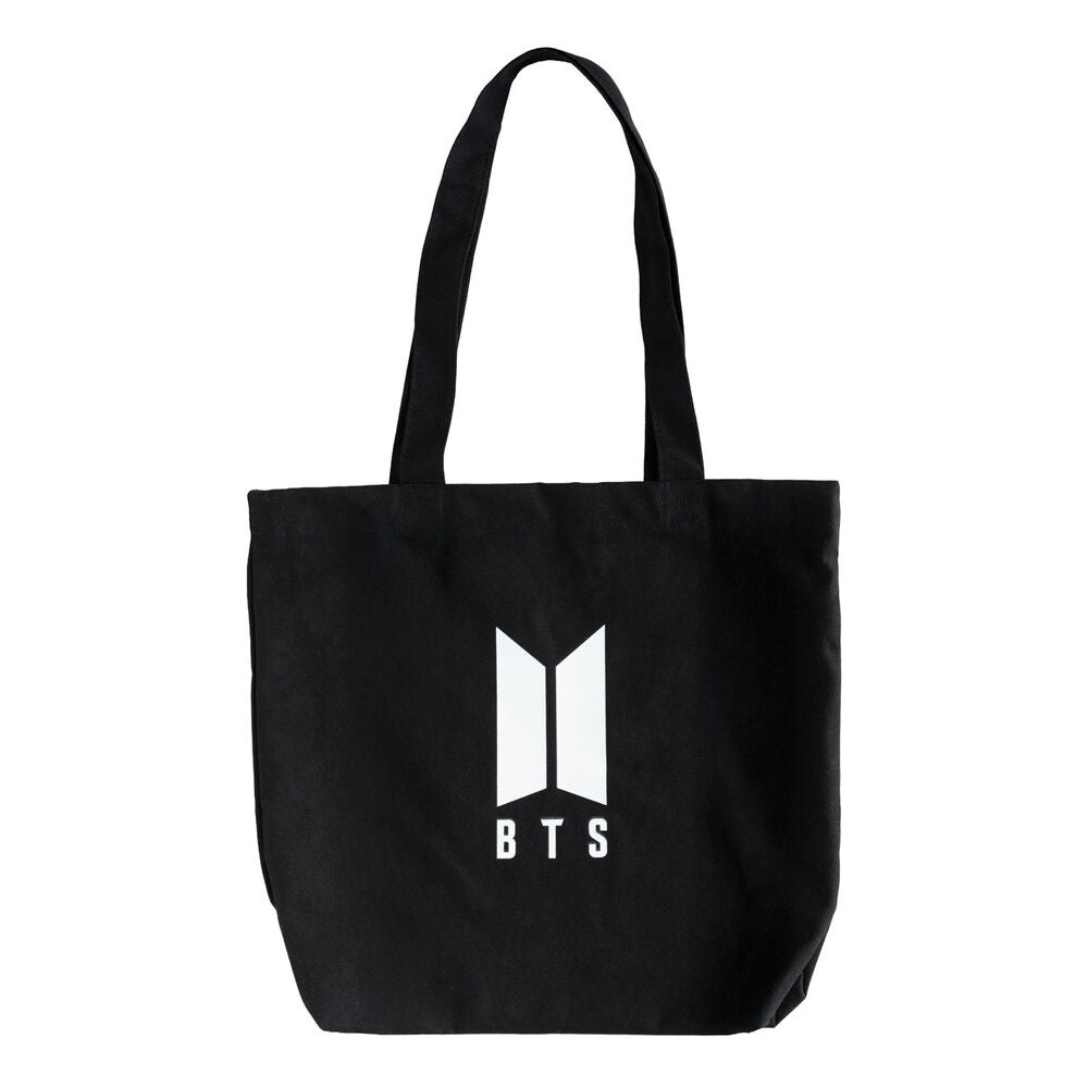 Bolsa de tela negra ERIK con logo BTS blanco
