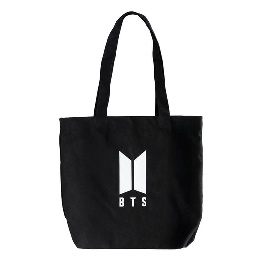 Bolsa de tela negra ERIK con logo BTS blanco