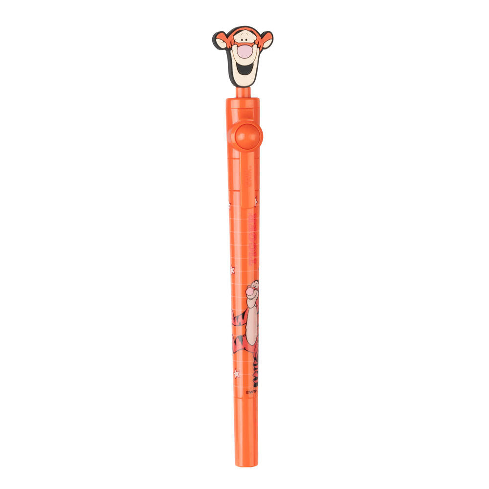 Bolígrafo naranja de Tigger con topper giratorio de silicona