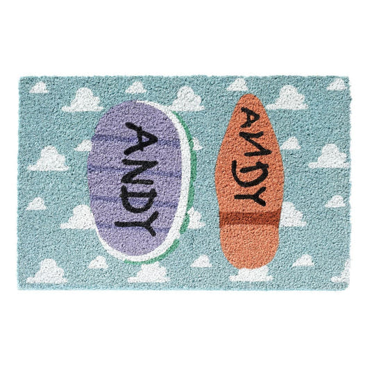 Felpudo Toy Story Disney Pixar azul con huellas y nubes