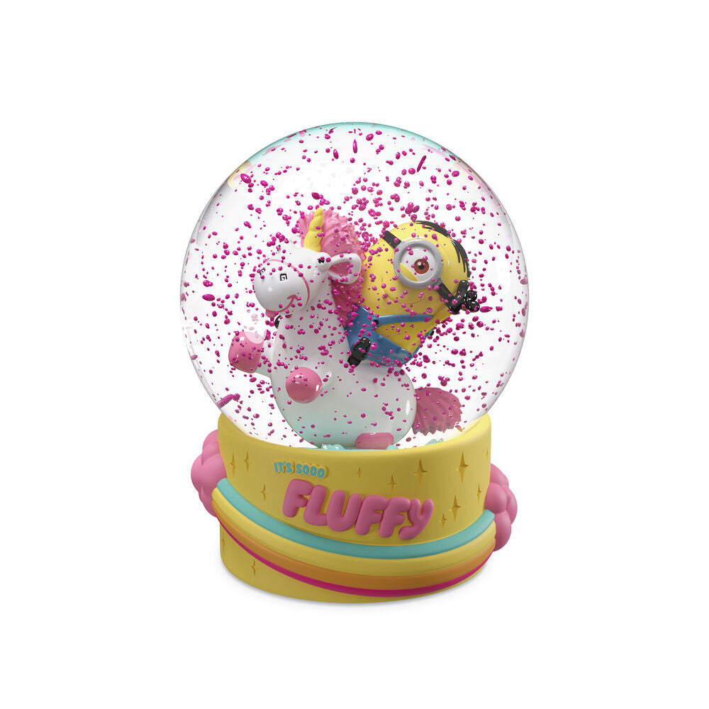 Bola de nieve ERIK de Minions con unicornio y purpurina rosa