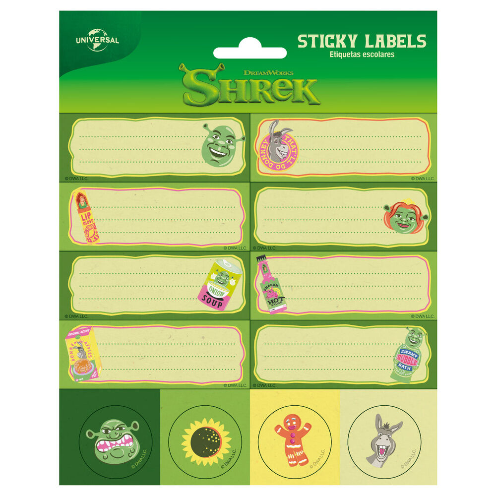 Lámina de etiquetas adhesivas escolares de Shrek