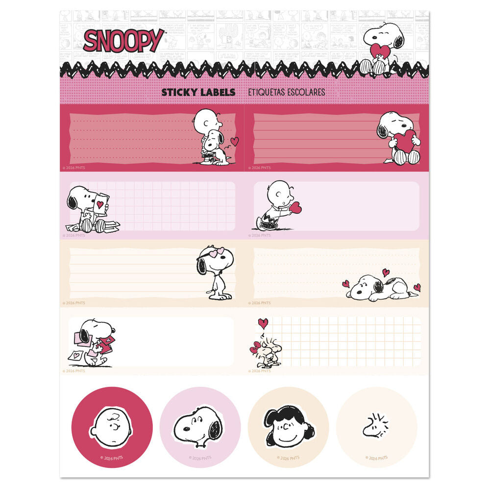 Lámina de etiquetas adhesivas Love Season con diseños de Snoopy