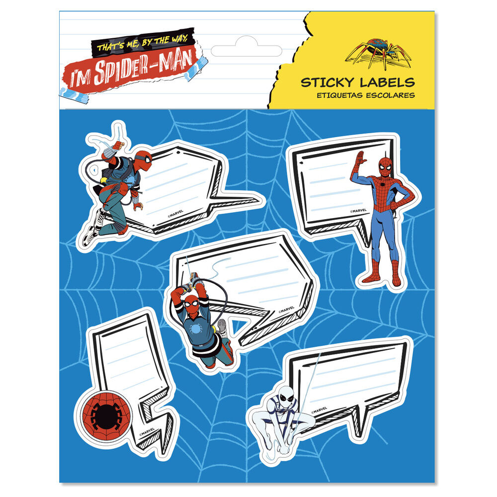 Lámina de etiquetas adhesivas escolares de Spider-Man Marvel