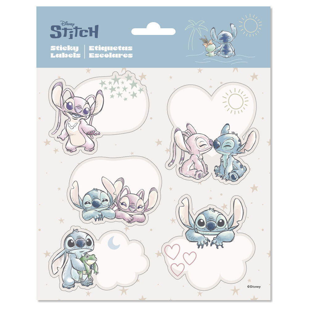 Etiquetas adhesivas escolares Stitch Disney con diseños variados