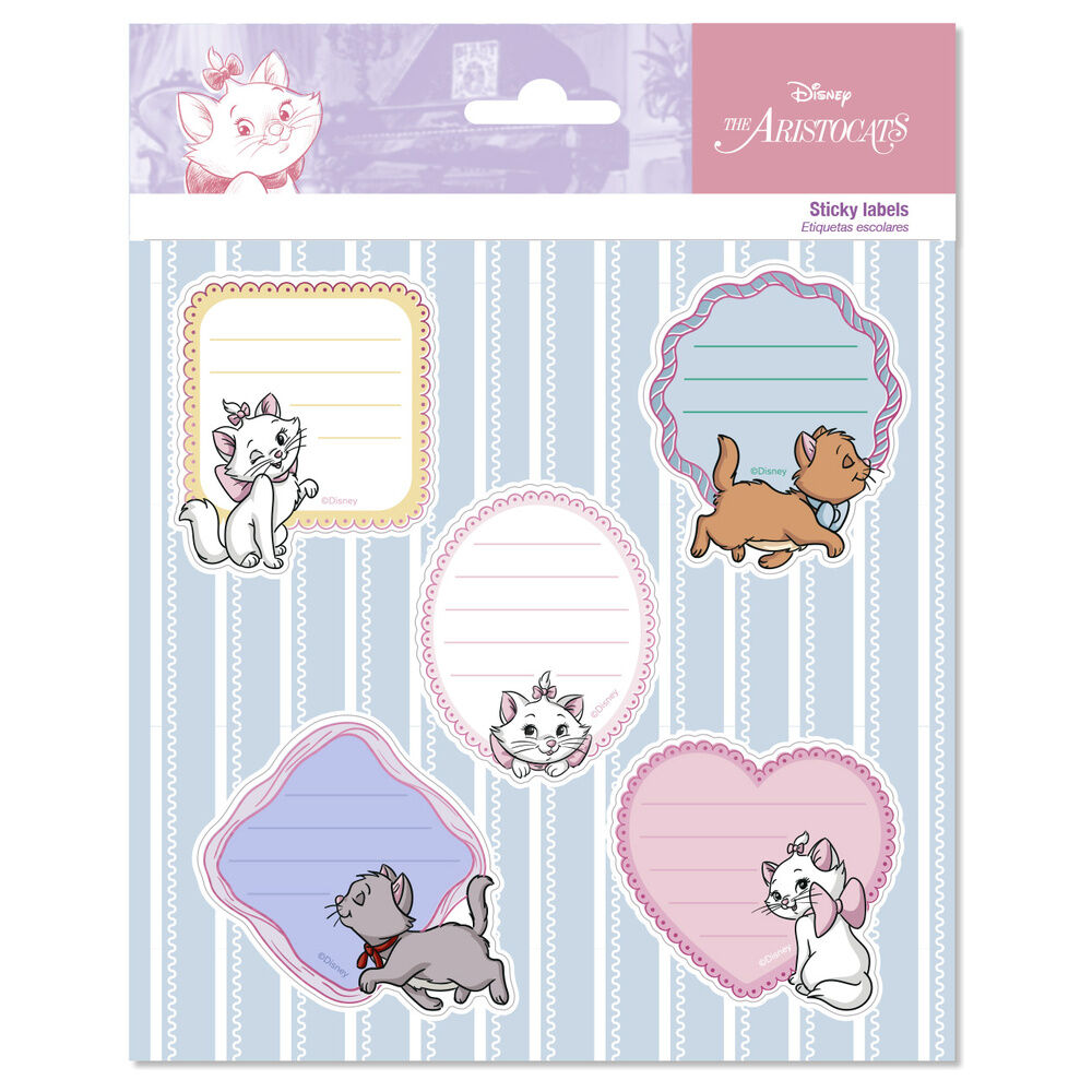 Etiquetas adhesivas Disney de Los Aristogatos con Marie y diseños decorativos