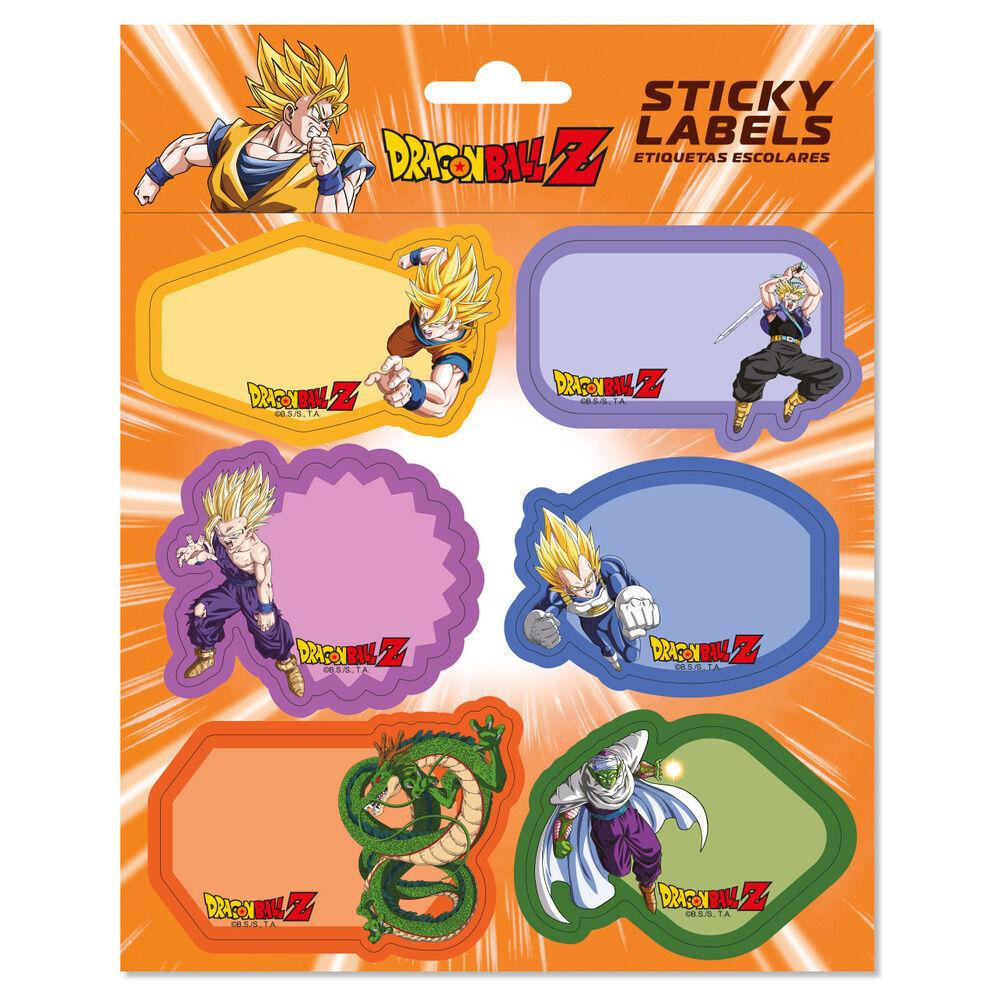 Lámina de seis etiquetas adhesivas Dragon Ball Z de ERIK