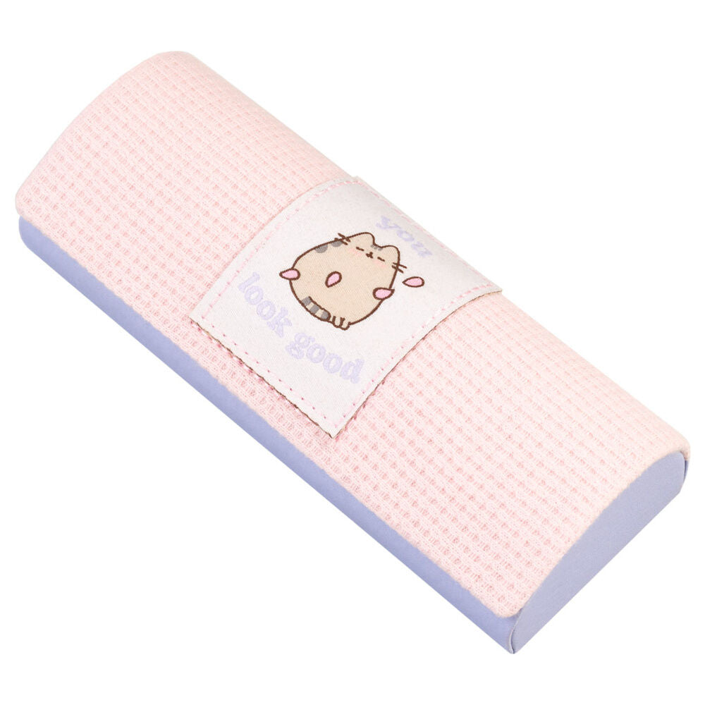 Funda rígida rosa y lila para gafas con diseño bordado de Pusheen