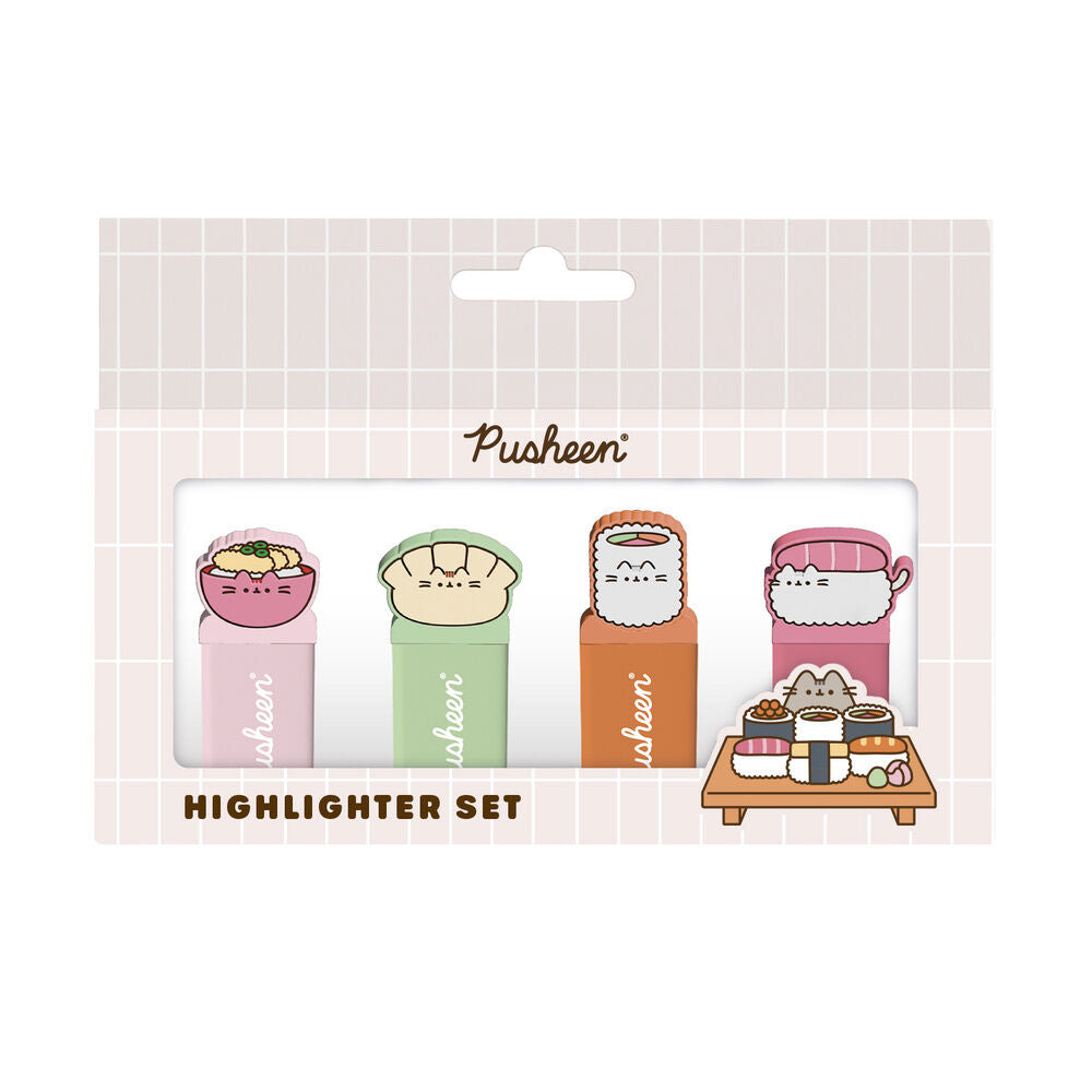Set de cuatro subrayadores Pusheen con toppers Sushi Roll - 2