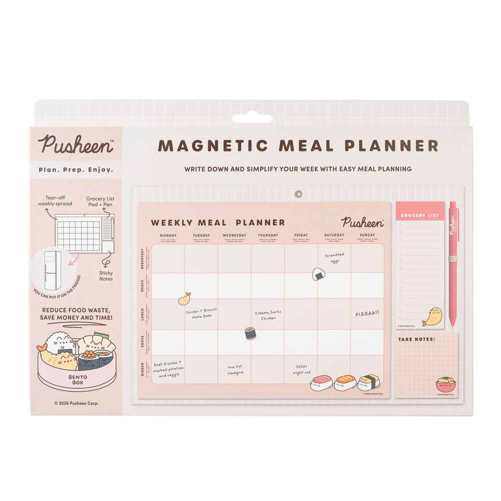 Planificador semanal magnético de comidas Pusheen Sushi Roll con lista de la compra y bolígrafo - 2