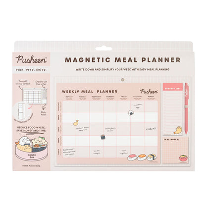 Planificador semanal magnético de comidas Pusheen Sushi Roll con lista de la compra y bolígrafo - 2