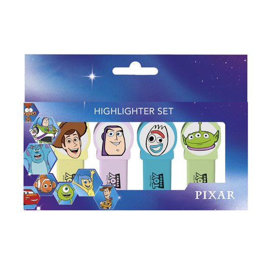 Set de 4 subrayadores Toy Story con toppers de Woody, Buzz Lightyear, Forky y un alienígena - 2