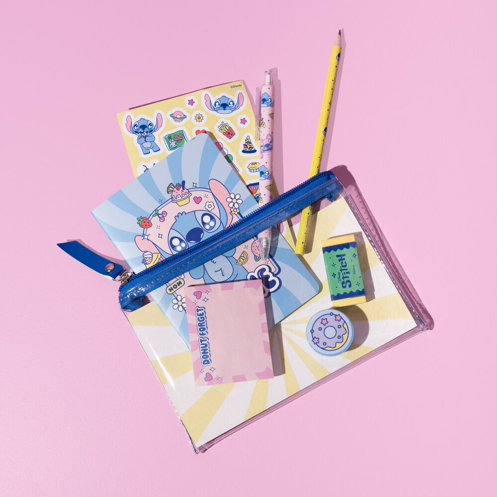 Set de papelería Stitch Disney con estuche, cuaderno y accesorios - 2