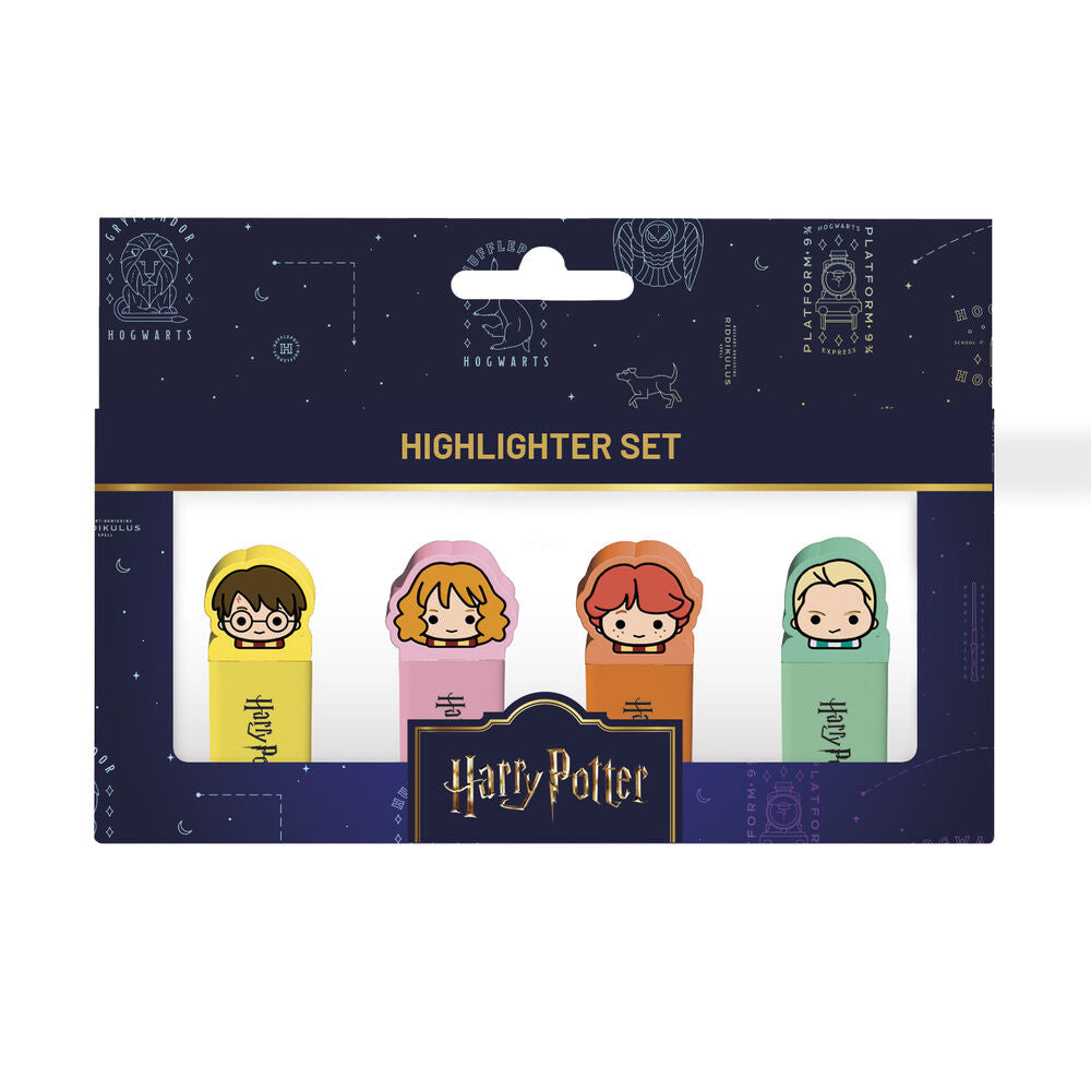 Set de cuatro subrayadores Harry Potter con toppers de personajes - 2