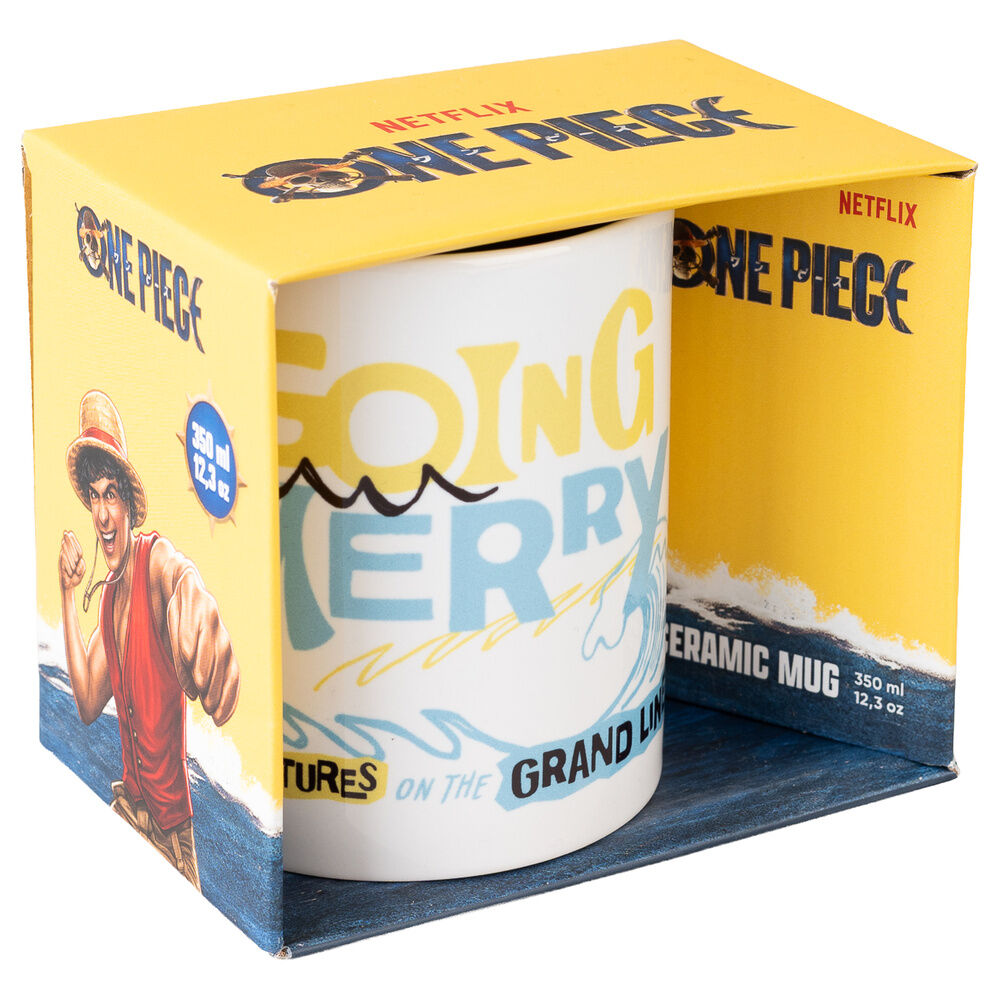Taza blanca de cerámica One Piece con ilustración del Going Merry - 2