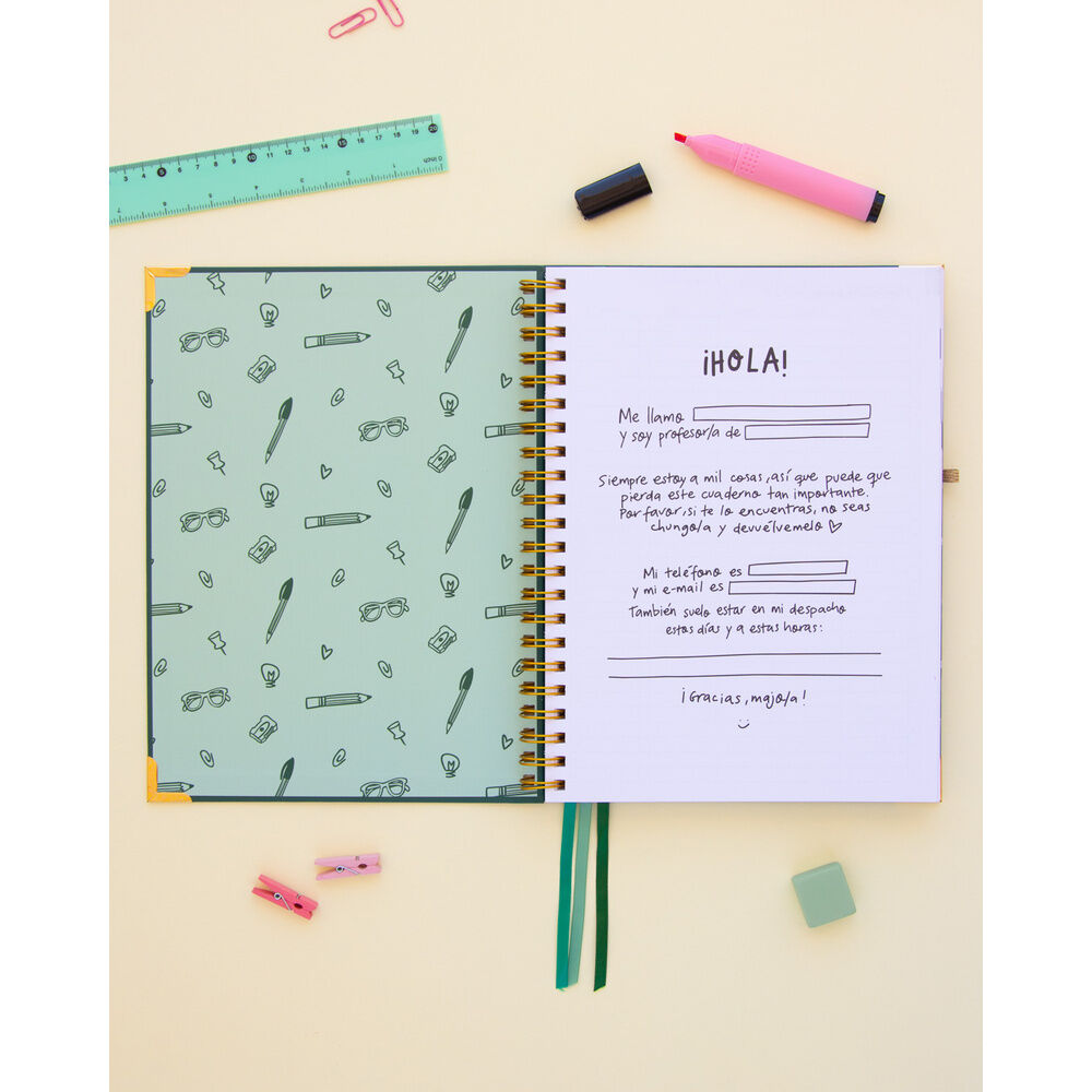 Cuaderno A4 para profes Pedrita Parker verde con espiral dorada - 2