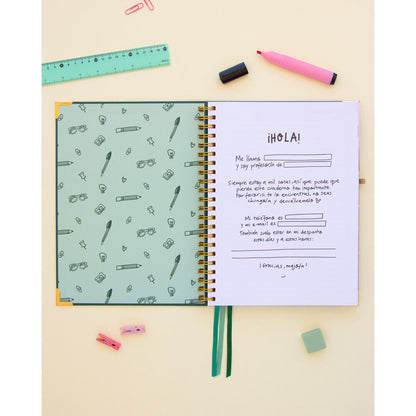 Cuaderno A4 para profes Pedrita Parker verde con espiral dorada - 2