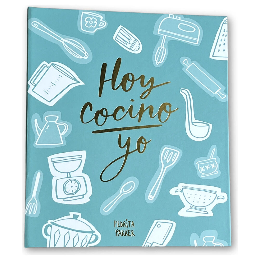 Recetario Cocina Pedrita Parker turquesa con ilustraciones de utensilios