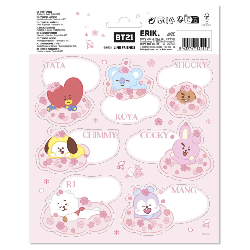 Etiquetas adhesivas escolares BT21 con personajes y espacios para escribir - 2