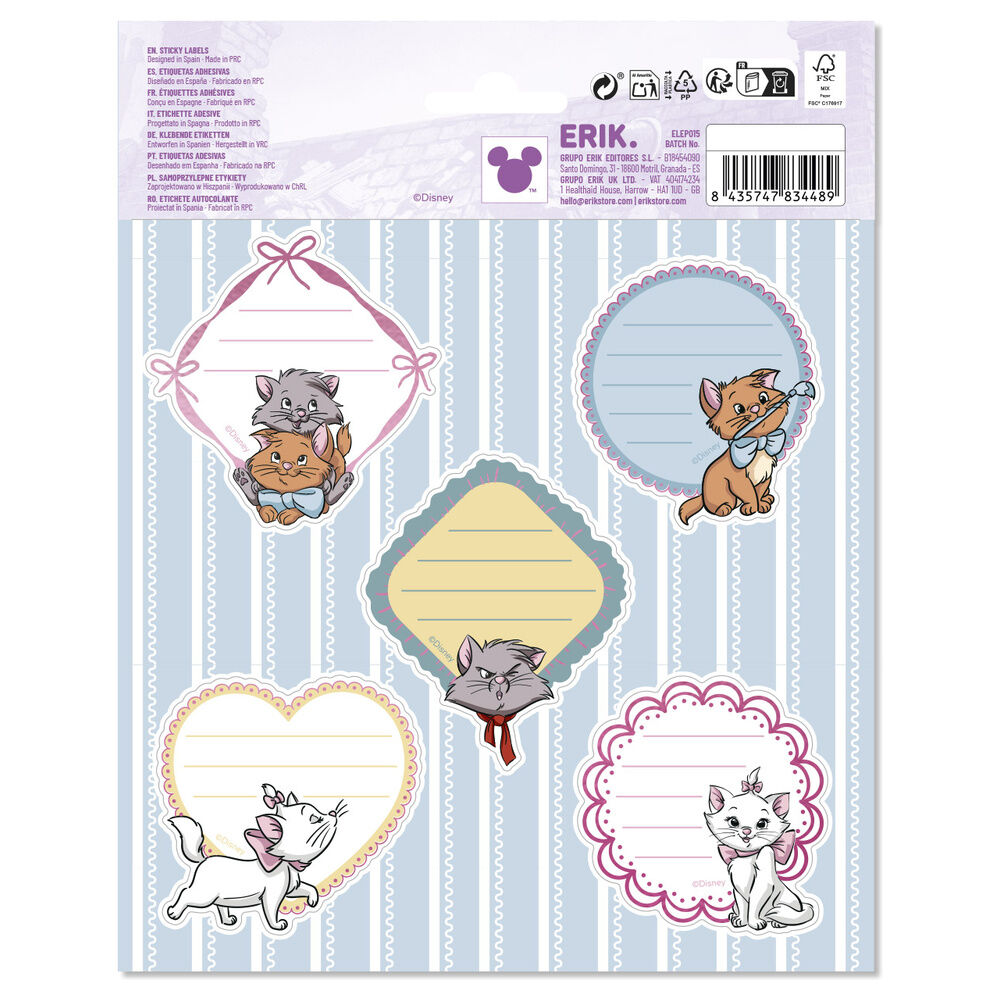 Etiquetas adhesivas Disney de Los Aristogatos con Marie y diseños decorativos - 2