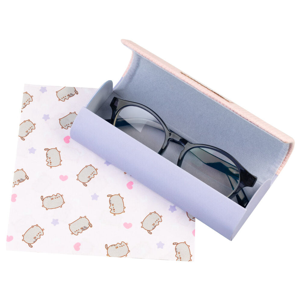 Funda rígida rosa y lila para gafas con diseño bordado de Pusheen - 2