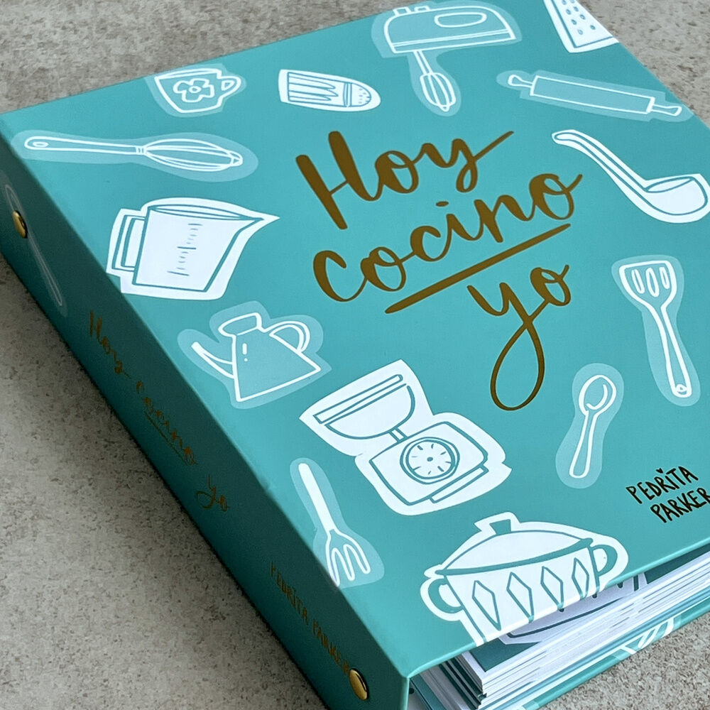 Recetario Cocina Pedrita Parker turquesa con ilustraciones de utensilios - 3