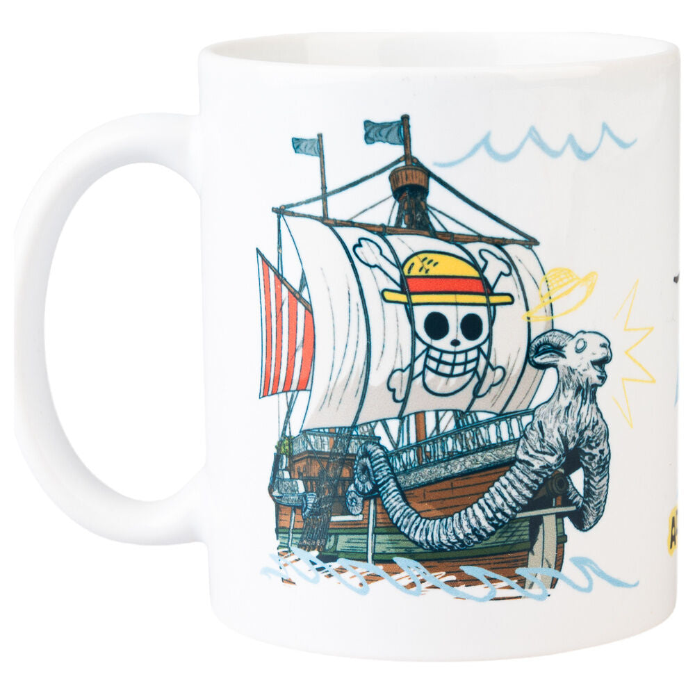 Taza blanca de cerámica One Piece con ilustración del Going Merry - 4