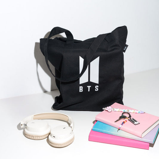 Bolsa de tela negra ERIK con logo BTS blanco - 4