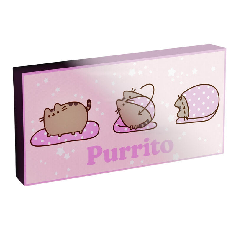 Lienzo luminoso Pusheen Purrito con tres escenas y estrellas