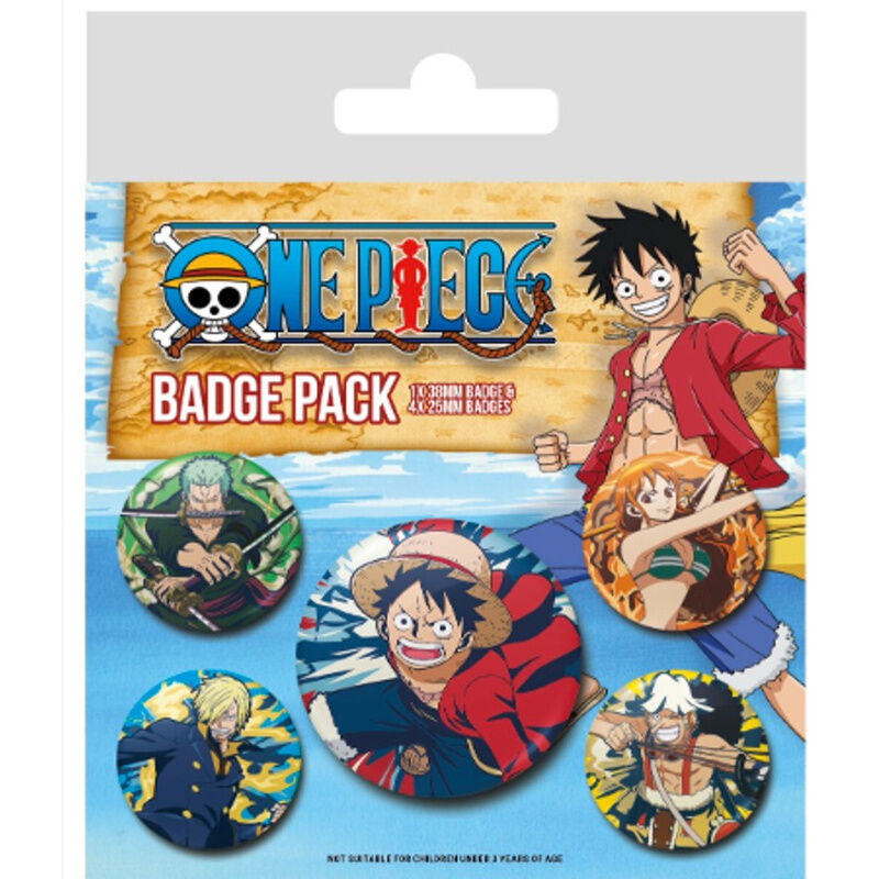 Set de 5 pins de One Piece con Luffy y otros personajes