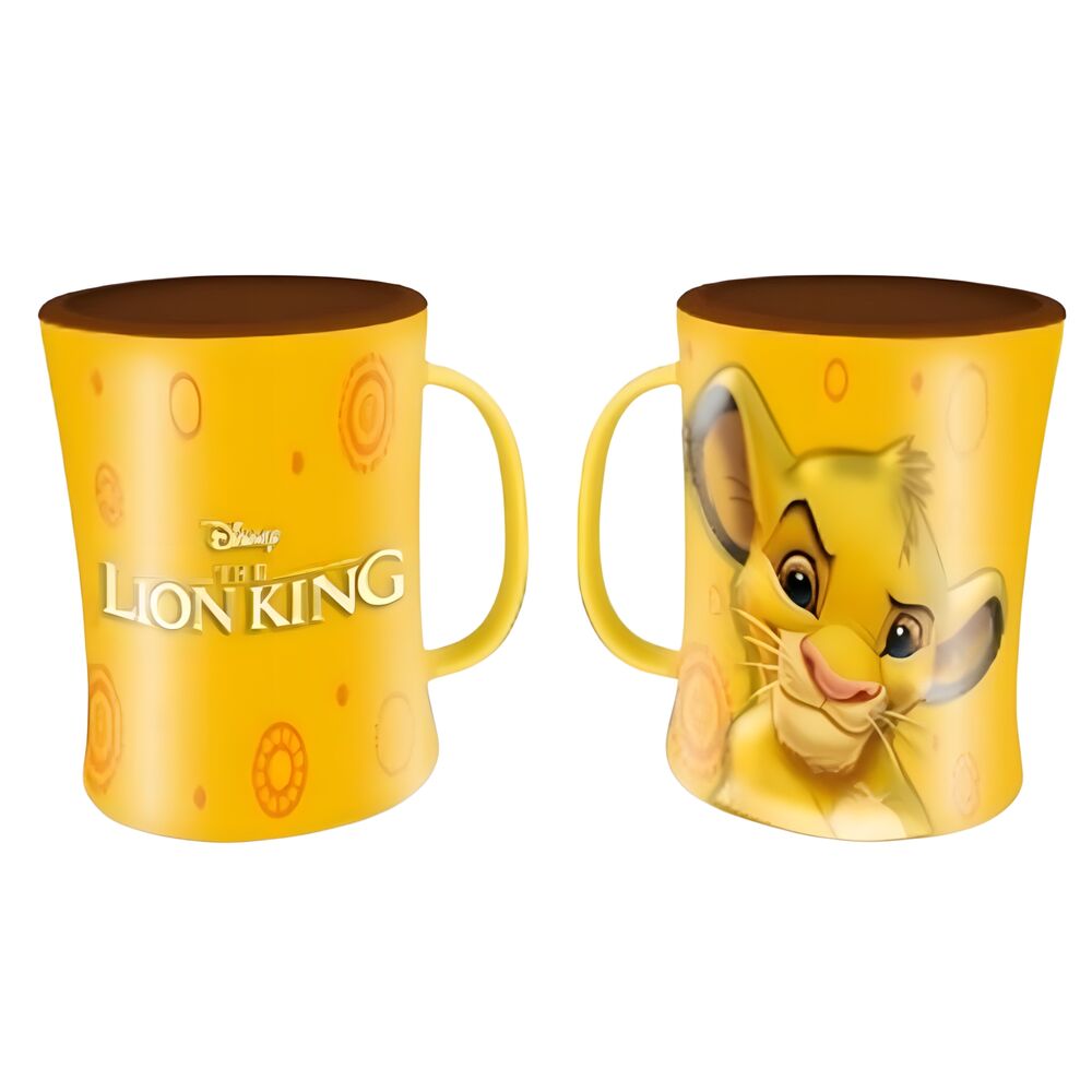 Taza amarilla con Simba de El Rey León Disney en relieve