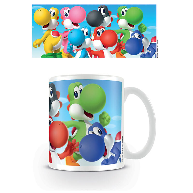 Taza de cerámica de Yoshi y otros personajes de Super Mario Bros.