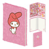 Cuaderno A5 rosa de peluche con diseño de My Melody