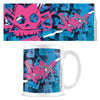 Taza de cerámica de Jinx de Arcane con estampado rosa y azul